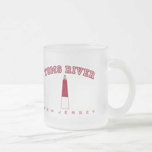Toms River - Barnegat Lighthouse Frosted Glass Coffee Mug (Right)