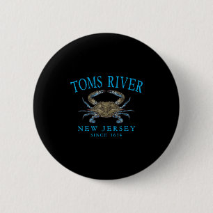 Toms River Nj Blue Claw Crab Since 1614 Cyan Lette 6 Cm Round Badge