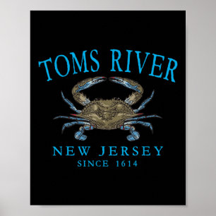 Toms River Nj Blue Claw Crab Since 1614 Cyan Lette Poster