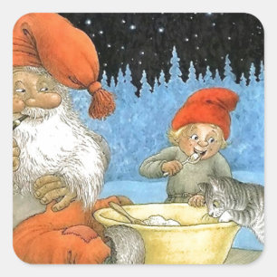 Tomte Nisse, aka Santa Clause Square Sticker