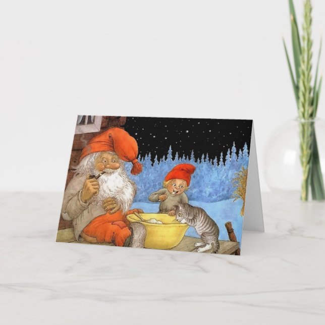Tomtes Scandinavian Elf Christmas Card (Front)