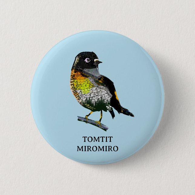 Tomtit Miromiro 6 Cm Round Badge (Front)