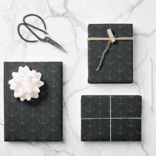 Tonal Anchors on Black Wrapping Paper Sheet