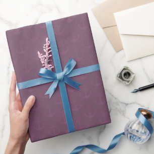 Tonal Anchors on Dark Gray Magenta Wrapping Paper