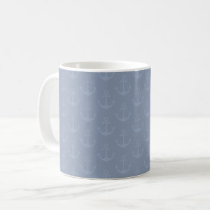 Tonal Anchors on Light Gray Blue Coffee Mug