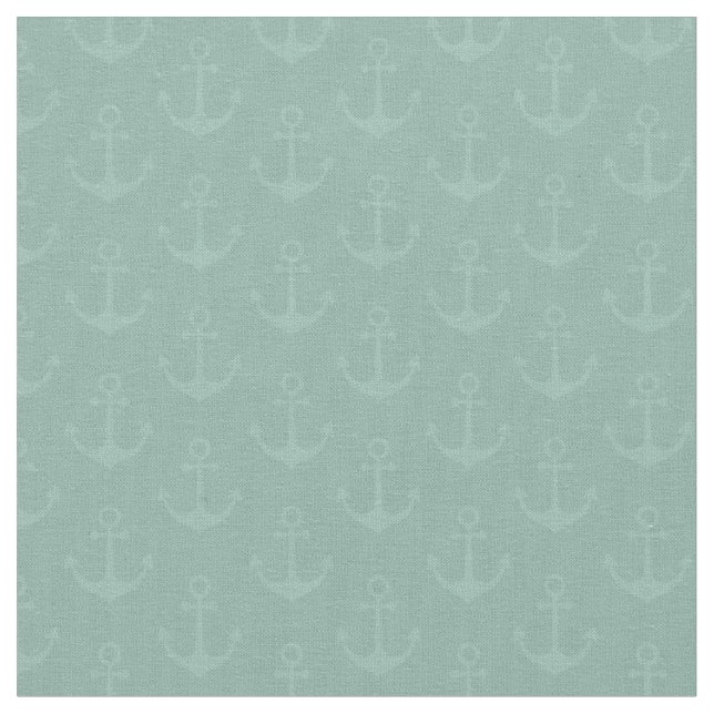 Tonal Anchors on Light Gray Turquoise Fabric (Close Up)