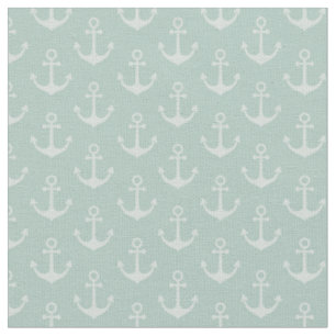 Tonal Anchors on Pastel Gray Turquoise Fabric