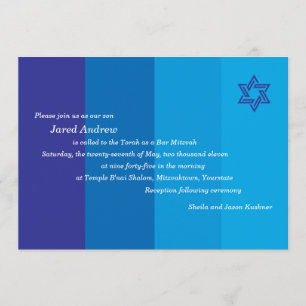 Tonal Blue Bar Mitzvah Invitation