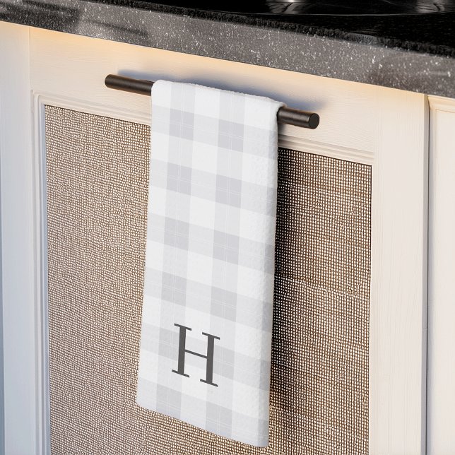 Tonal Farmhouse Plaid Monogram Tea Towel (Creator Uploaded)