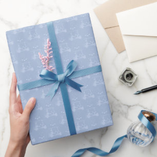 Tonal Golf Carts & Clubs on Blue Wrapping Paper