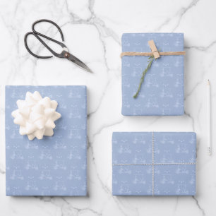 Tonal Golf Carts & Clubs on Blue Wrapping Paper Sheet