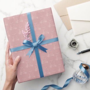 Tonal Golf Carts & Clubs on Dark Tea Rose Pink Wrapping Paper