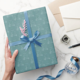 Tonal Golf Carts & Clubs on Gray Cyan Wrapping Paper