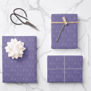 Tonal Golf Carts & Clubs on Gray Indigo Wrapping Paper Sheet