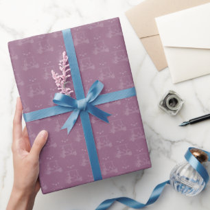Tonal Golf Carts & Clubs on Gray Magenta Wrapping Paper