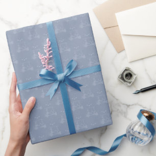 Tonal Golf Carts & Clubs on Light Gray Blue Wrapping Paper