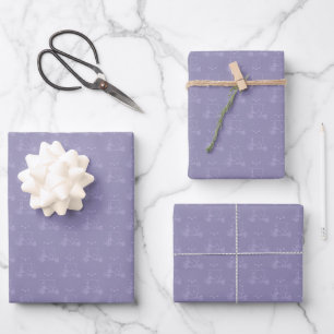 Tonal Golf Carts & Clubs on Light Gray Indigo Wrapping Paper Sheet