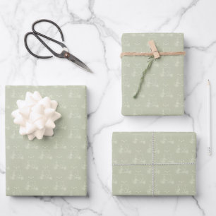Tonal Golf Carts & Clubs on Pastel Gray Green Wrapping Paper Sheet