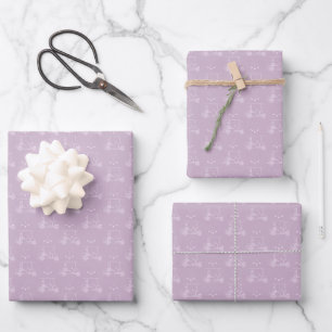 Tonal Golf Carts & Clubs on Pastel Magenta Wrapping Paper Sheet