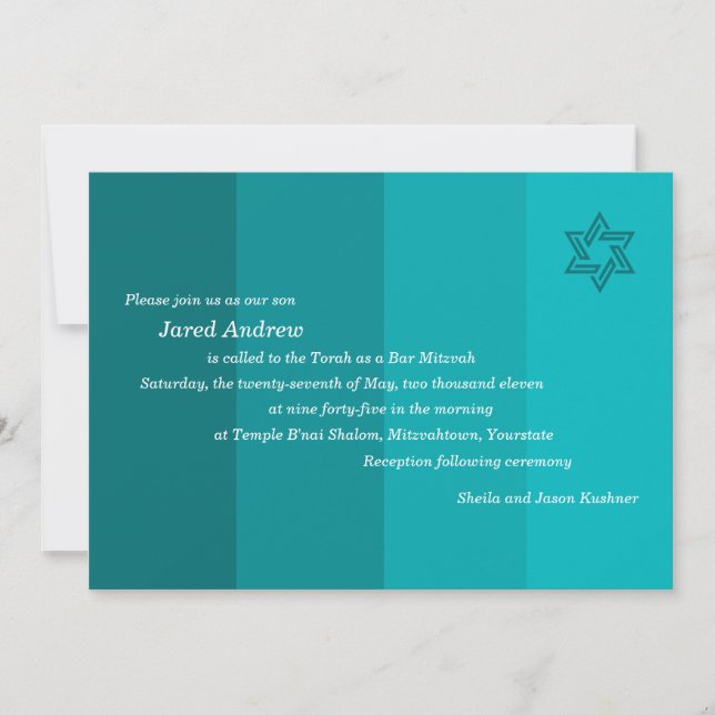 Tonal Seagreen Bar Mitzvah invitation (Front)