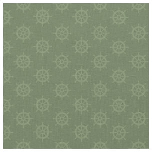 Tonal Ships Wheel on Reseda Green Fabric