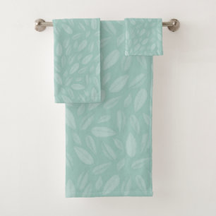 Tone on Tone Aqua  Leaf Pattern Bath Towel Set