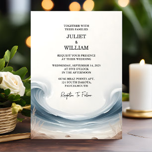Tone Spring Summer Ocean Beach Destination Wedding Invitation