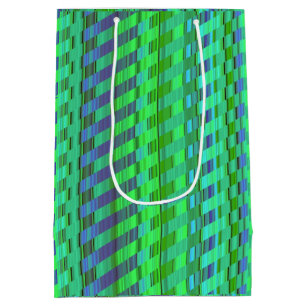 Tones of Blue and Green Stripes Medium Gift Bag
