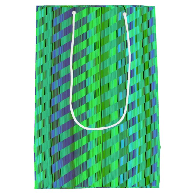 Tones of Blue and Green Stripes Medium Gift Bag (Back)
