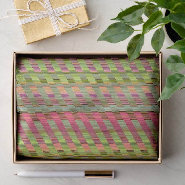 Tones of Pink and Green Stripes Tissue Paper (Gift)