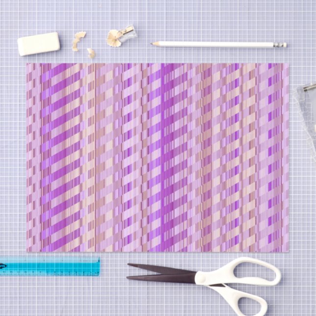 Tones of Purple Stripes Tissue Paper (Craft)