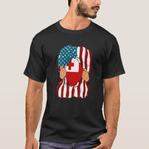 Tonga Flag Blood Inside Me Home Pride Tongan Ameri T-Shirt