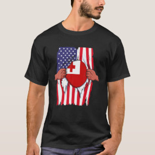 Tonga Flag Blood Inside Me Home Pride Tongan Ameri T-Shirt