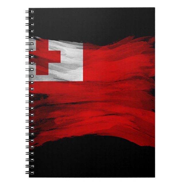 Tonga flag brush stroke, national flag notebook (Front)