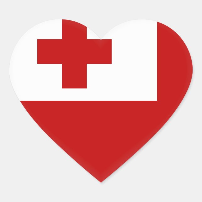 Tonga Flag Heart Sticker (Front)
