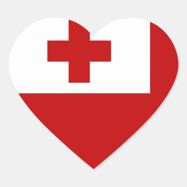 tonga flag heart sticker (Front)