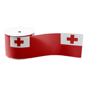 Tonga Flag & Tonga travel, holiday/sports Grosgrain Ribbon
