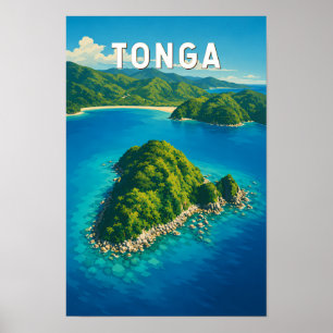 Tonga Illustration Travel Art Vintage Poster