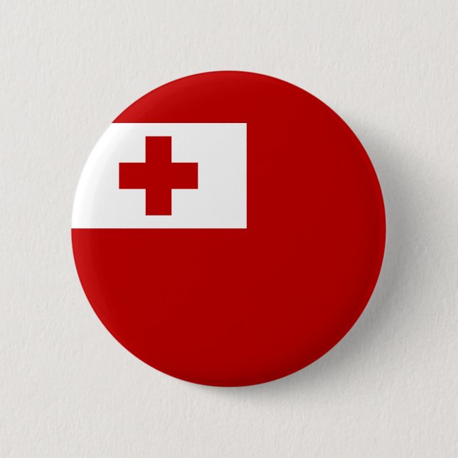 Tonga Island Flag Red Cross 6 Cm Round Badge (Front)