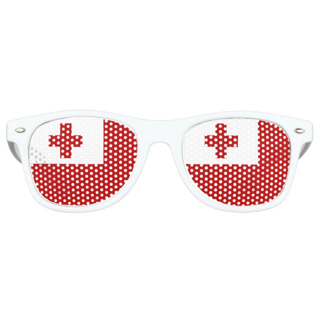 Tonga Island Flag Red Cross Retro Sunglasses (Front)