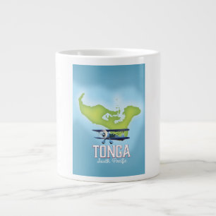 Tonga Map Flight travel poster Large Coffee Mug