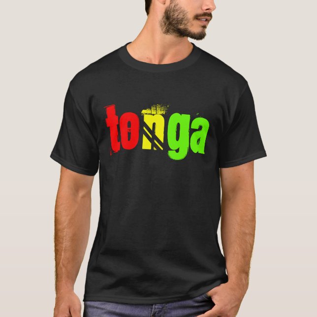 Tonga named tee in Reggae colours (Front)
