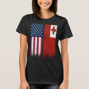 Tonga Tongan American Flags Proud USA Tonga T-Shirt