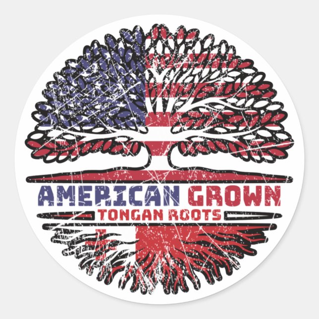 Tonga Tongan US American USA United States Tree Classic Round Sticker (Front)