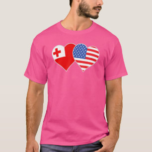 Tongan American Flag Heart Tonga Usa T-Shirt