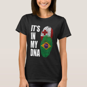 Tongan And Brazilian Mix Heritage DNA Flag T-Shirt