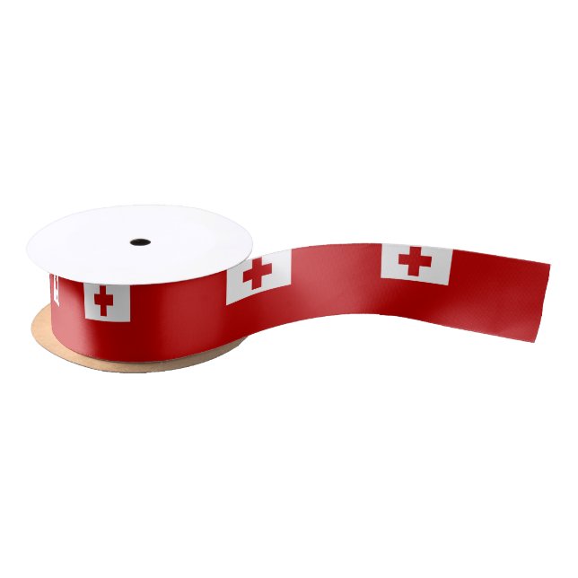 Tongan flag ribbon satin ribbon (Spool)