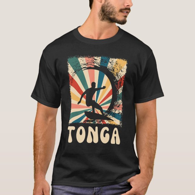 Tongan Retro Surfer Tonga T-Shirt (Front)