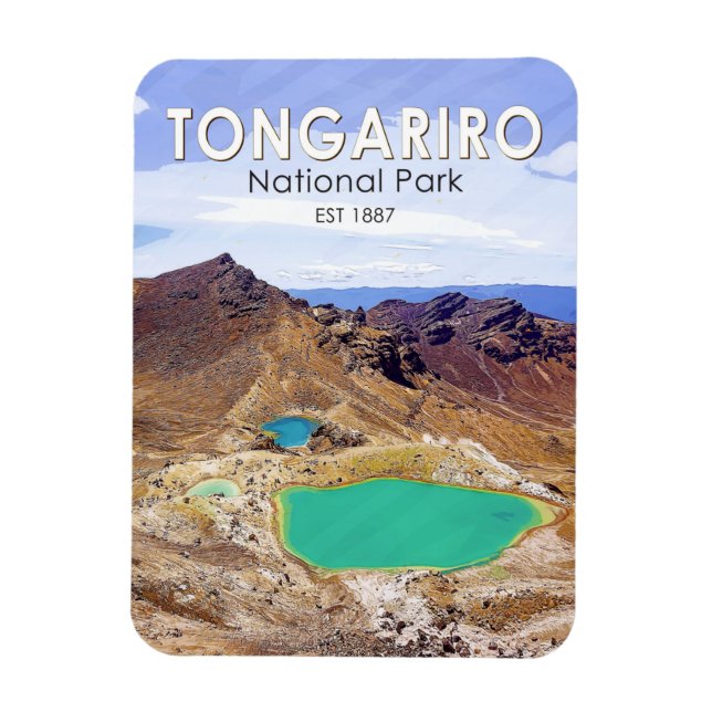 Tongariro National Park New Zealand Vintage  Magnet (Vertical)