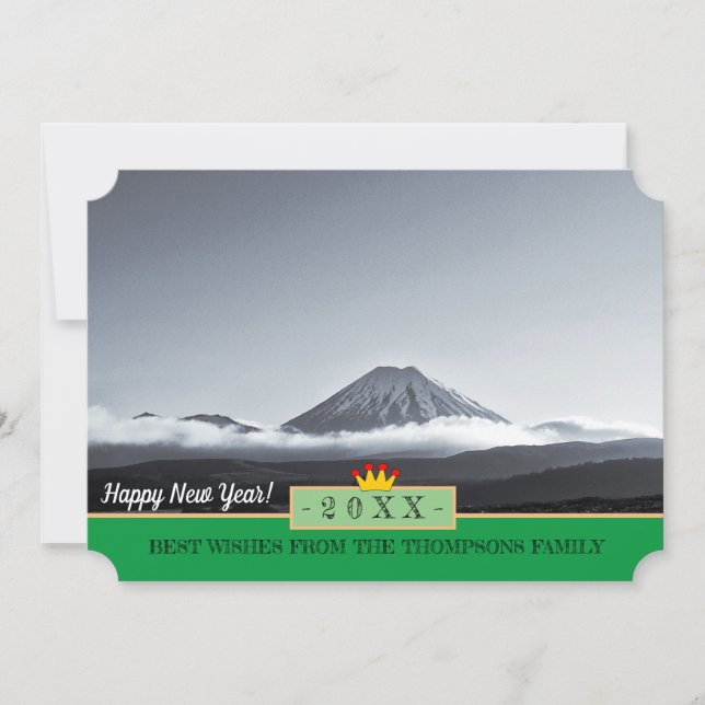 Tongariro, Volcano & Happy New Year! Card /20XX (Front)